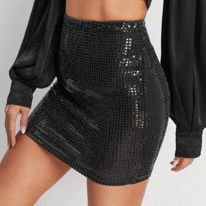 NWT Black Sequin Tight Bodycon Skirt